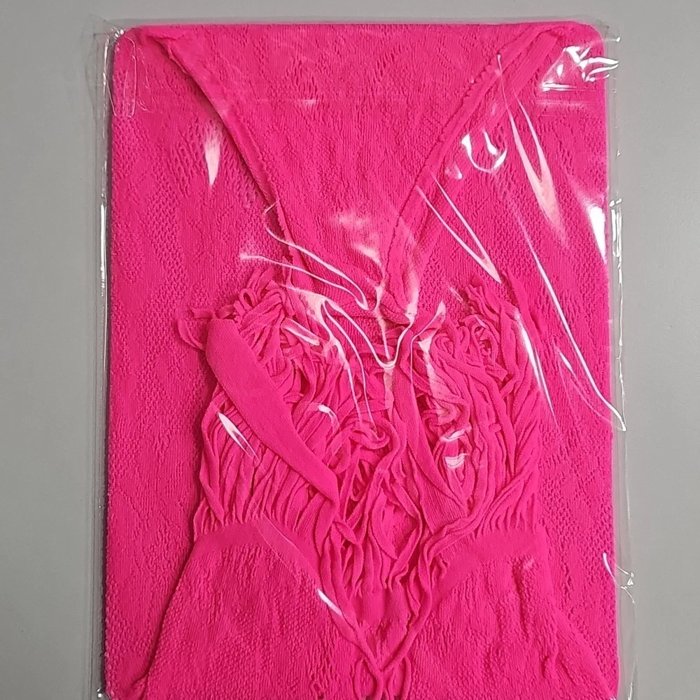 Fringe And Net Lace Teddy Pink